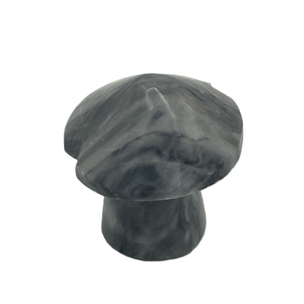 Vintage Mushroom Alabaster Hand Carved Gray White Marble Stone Mexico